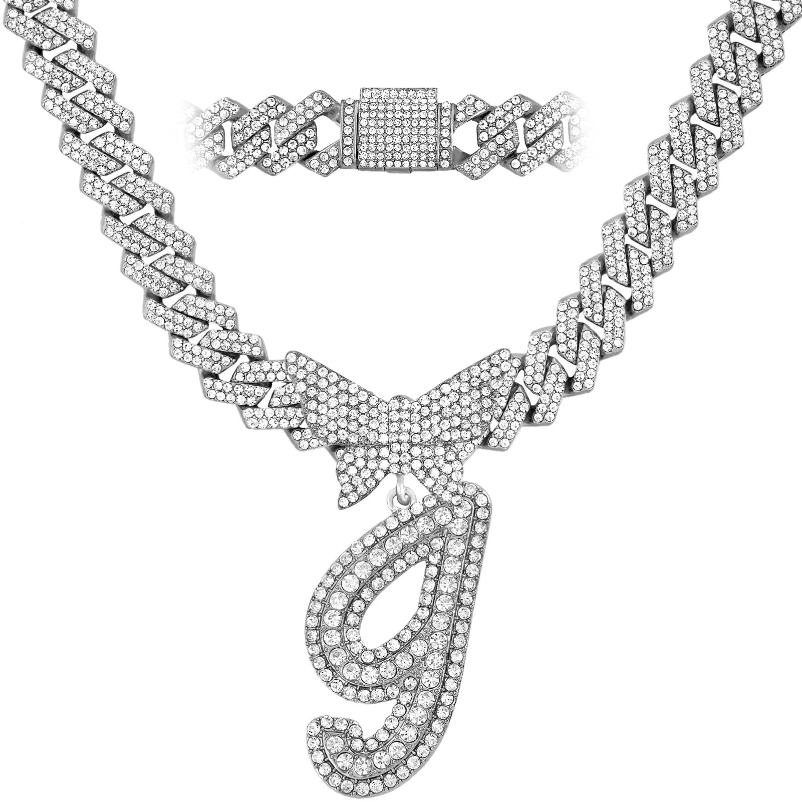 14 mm Halskette mit kubanischem Schmetterlingsanhänger und individuellem Anfangsbuchstaben