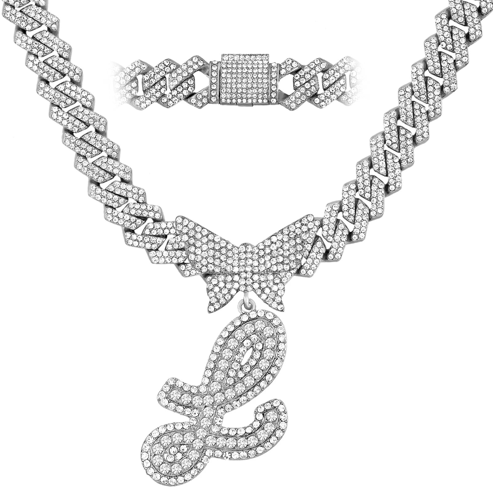 14 mm Halskette mit kubanischem Schmetterlingsanhänger und individuellem Anfangsbuchstaben