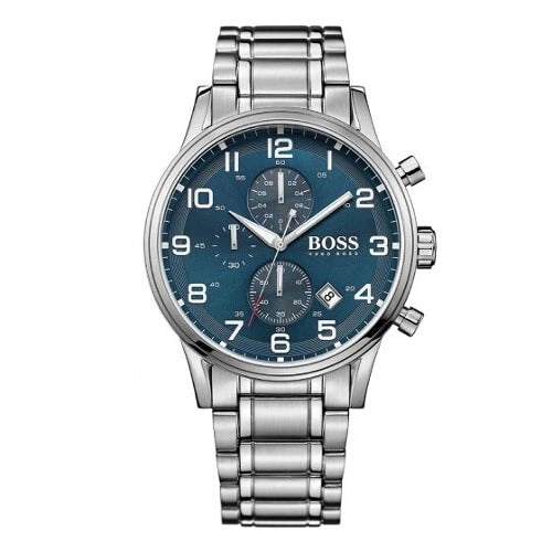 Hugo Boss 1513183 Herrenuhr mit blauem Zifferblatt und Edelstahlarmband
