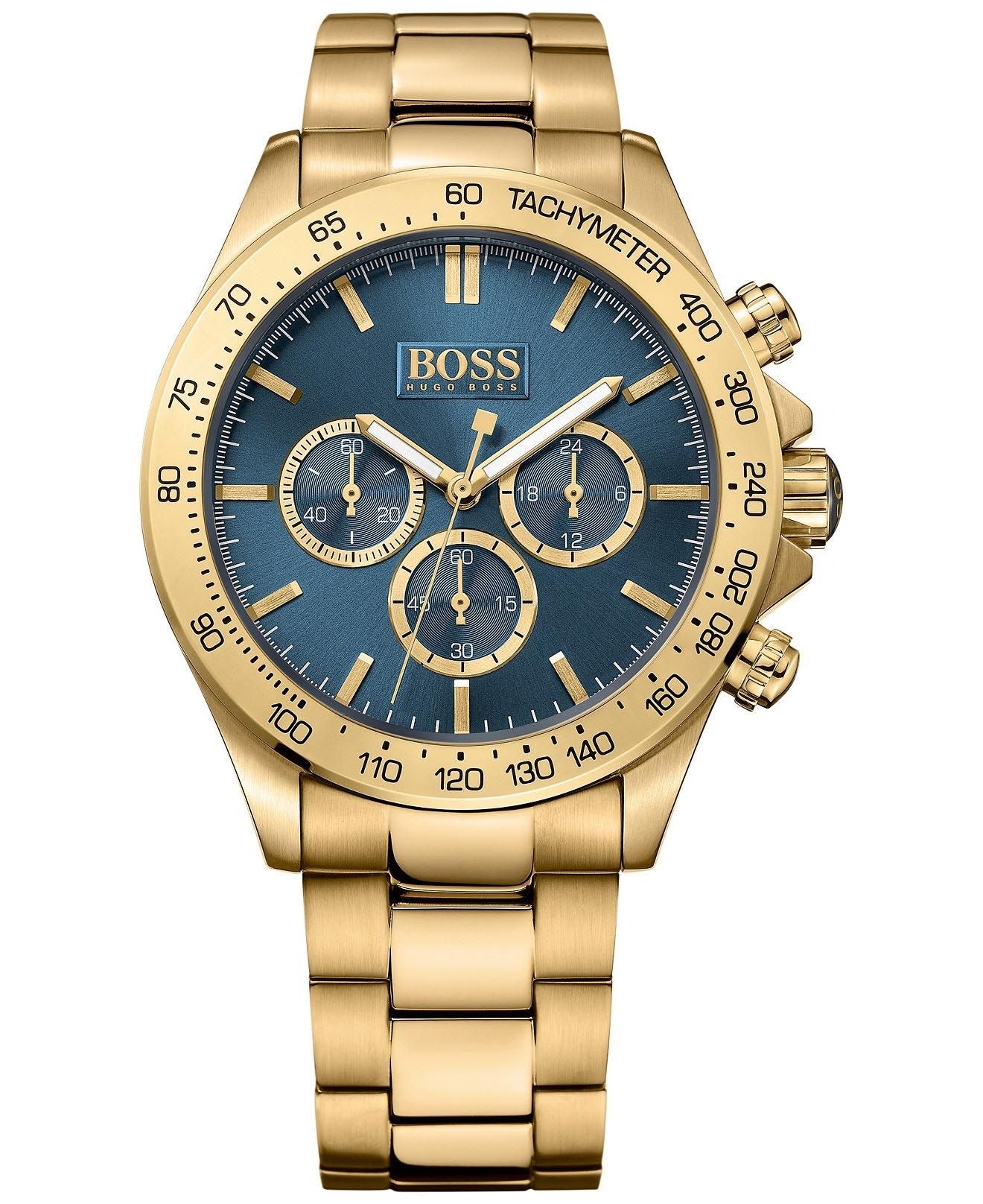 Hugo Boss Ikon Chronograph Herrenuhr mit goldfarbenem blauem Zifferblatt