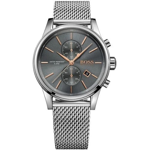 Authentische Hugo Boss 1513440 Jet Gray Dial Edelstahl Chronograph Herrenuhr