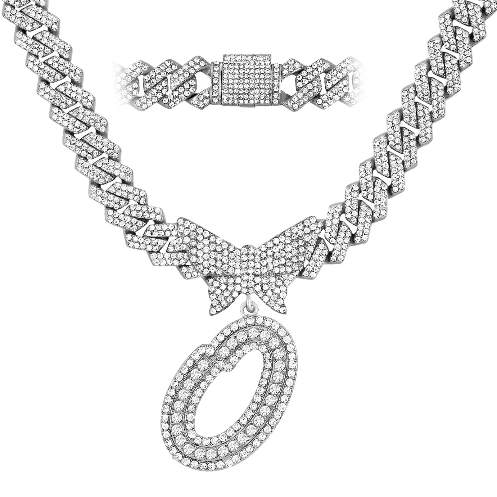 14 mm Halskette mit kubanischem Schmetterlingsanhänger und individuellem Anfangsbuchstaben