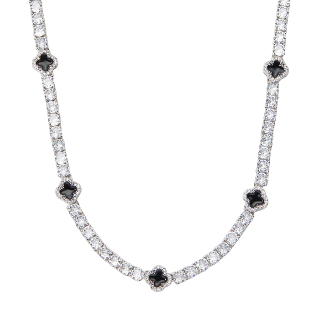 Black Clover Tennis Chain (Silver) - 4mm