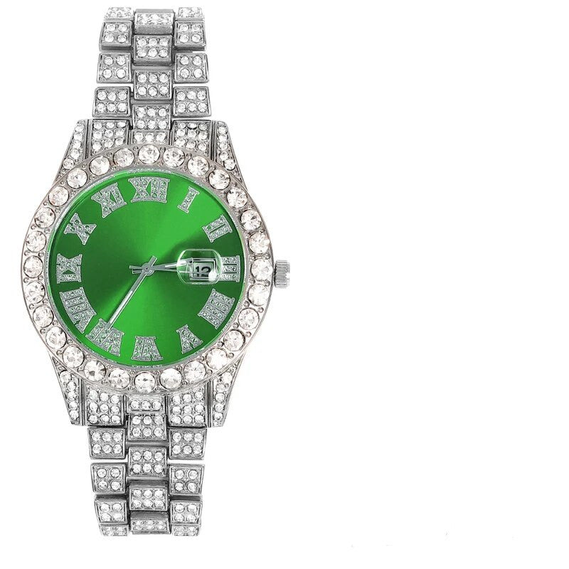 Ensemble chaîne à maillons cubains de 16 mm, montre croisée et bracelet