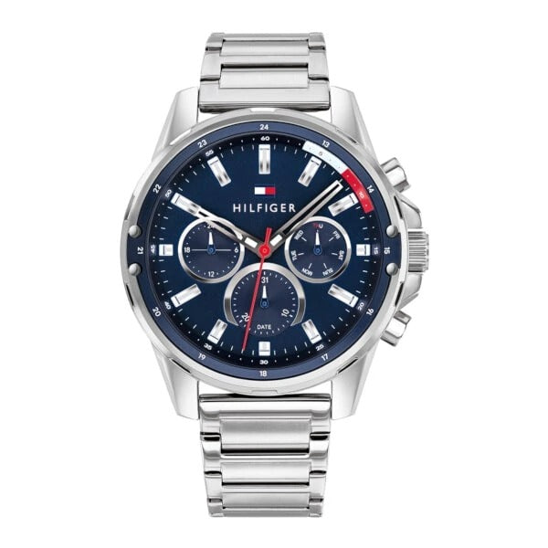 Tommy Hilfiger 1791788 Herrenuhr aus blau-silbernem Stahl