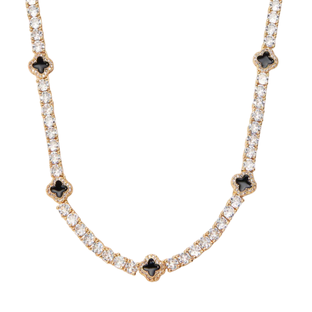 Black Clover Tennis Chain (Gold) - 4mm