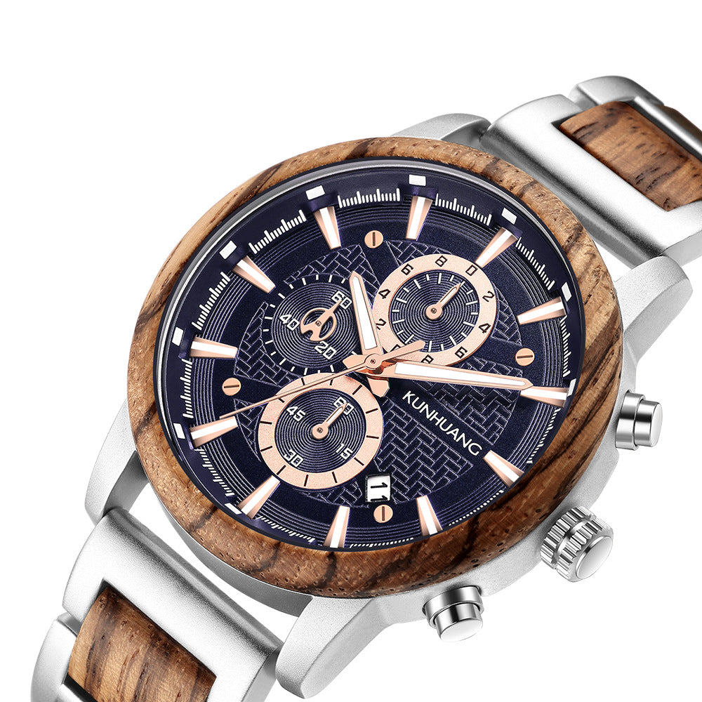 Montre étanche pour homme Voyager Sports en grain de bois