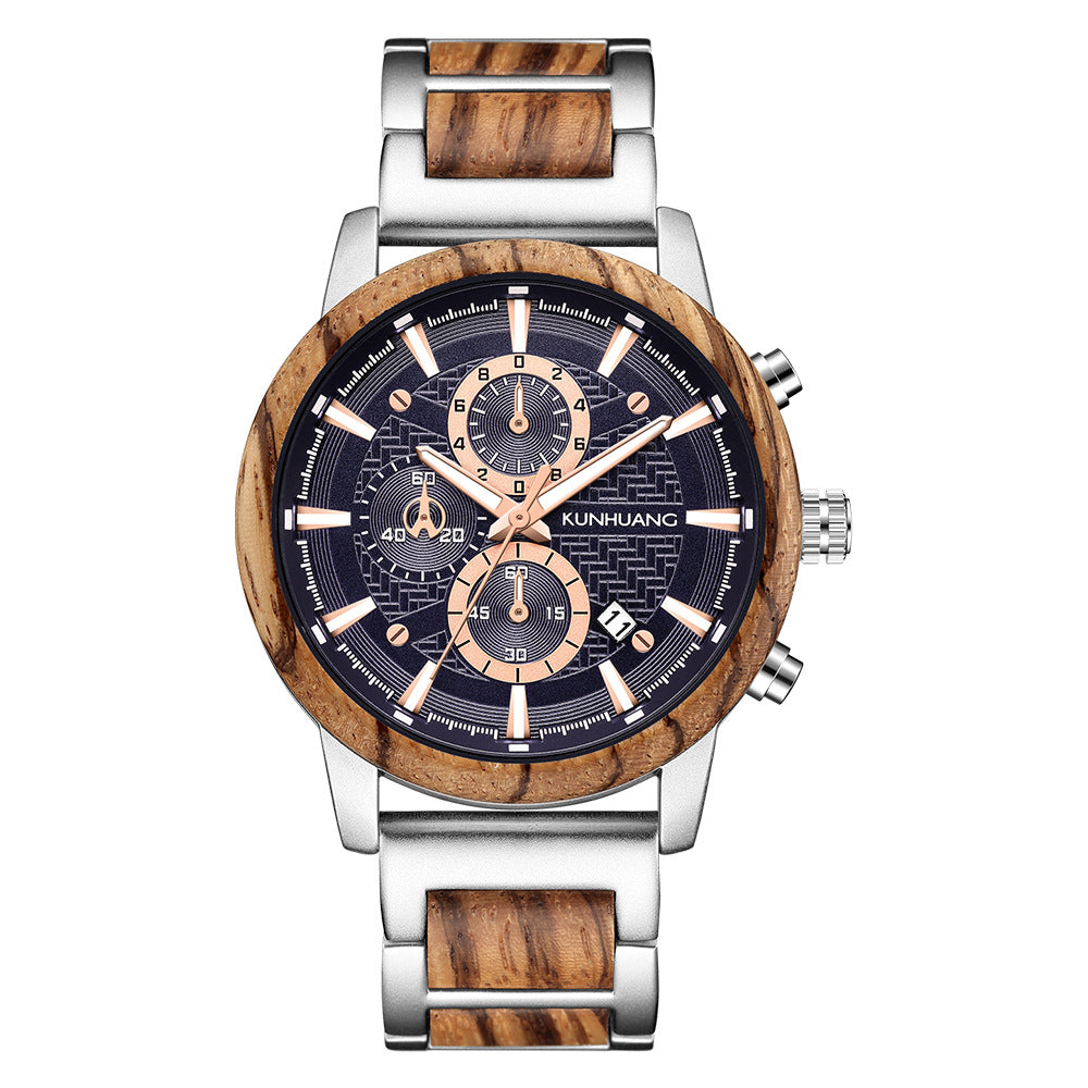 Montre étanche pour homme Voyager Sports en grain de bois
