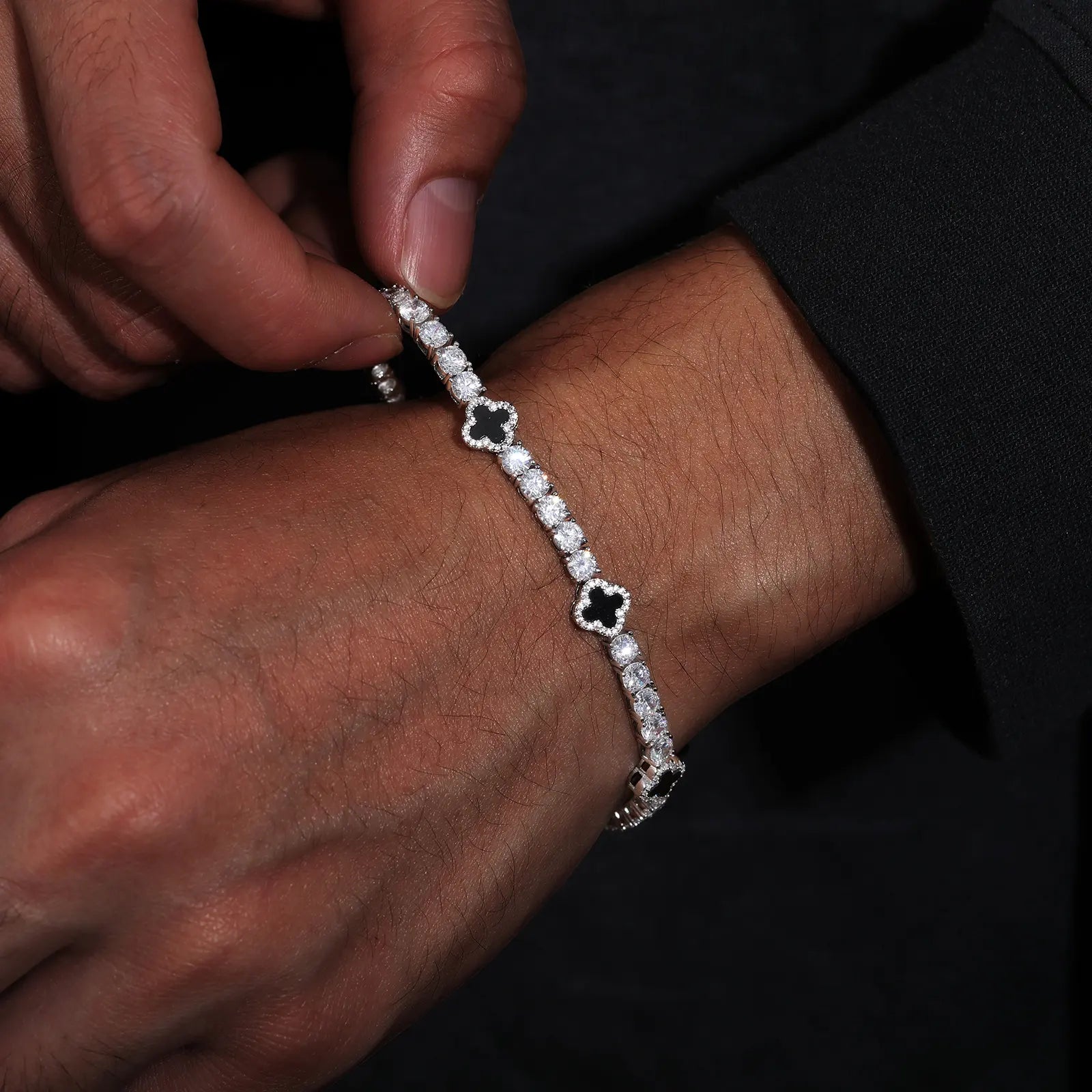 VVS-Schmuck 4-blättriges Kleeblatt Moissanit Diamant Tennisarmband