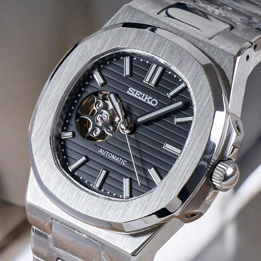 SEIKO MOD NAUTILUS | OFFENES HERZ SCHWARZ