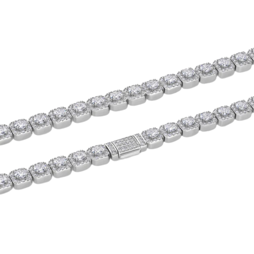 Clustered Tennis Chain (Silver) - 8mm