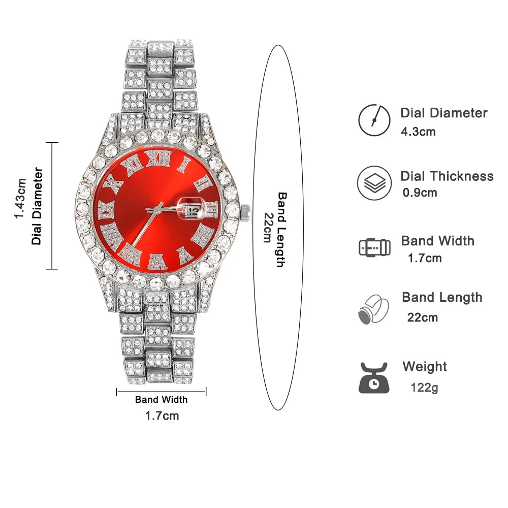 Ensemble chaîne à maillons cubains de 16 mm, montre croisée et bracelet