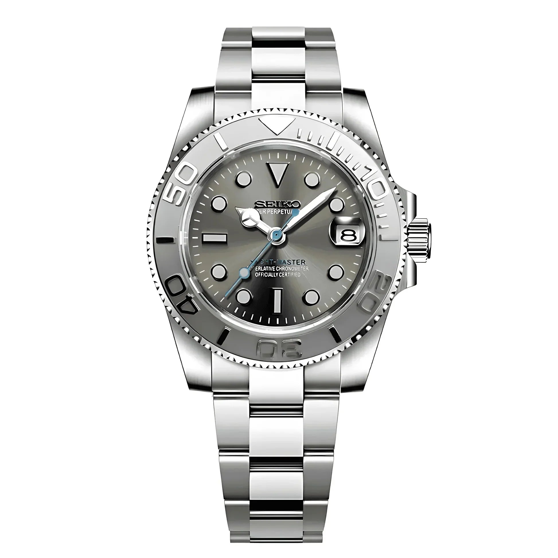 Seiko Mod Yacht | Dunkles Rhodium