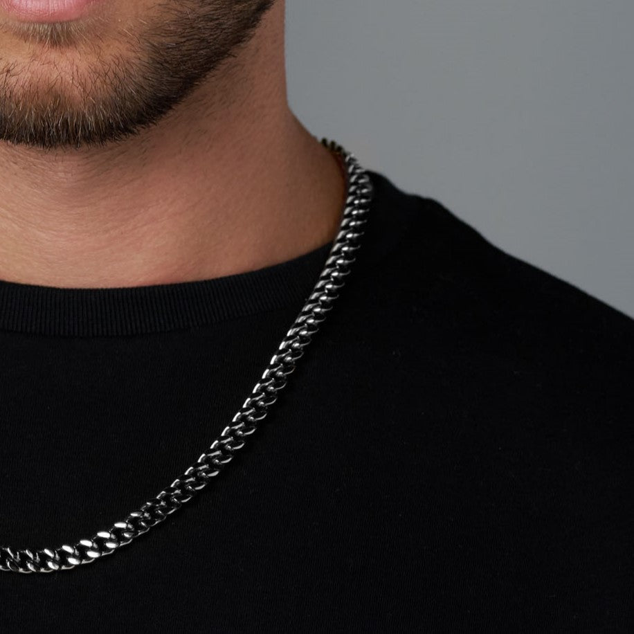 8mm Silver Cuban Link Chain