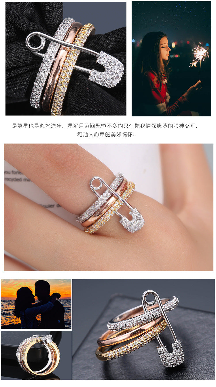 Gestapelter Ring mit Sicherheitsnadel