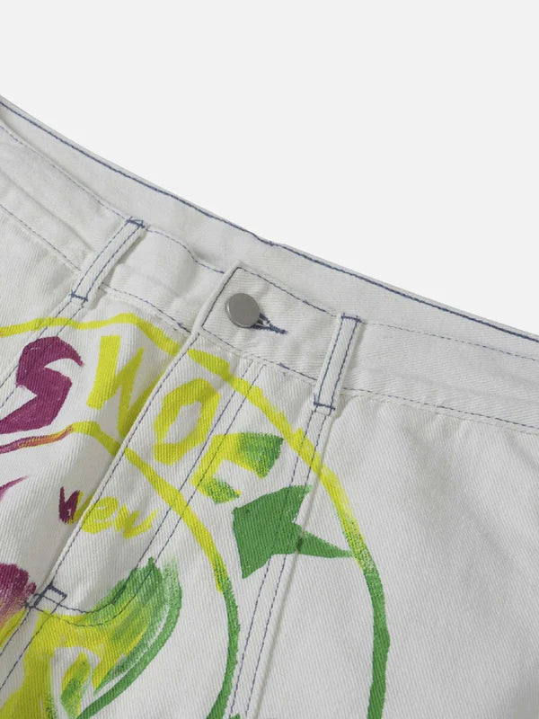 JEANS MIT WEITEM BEIN „COCONUT BAUM“