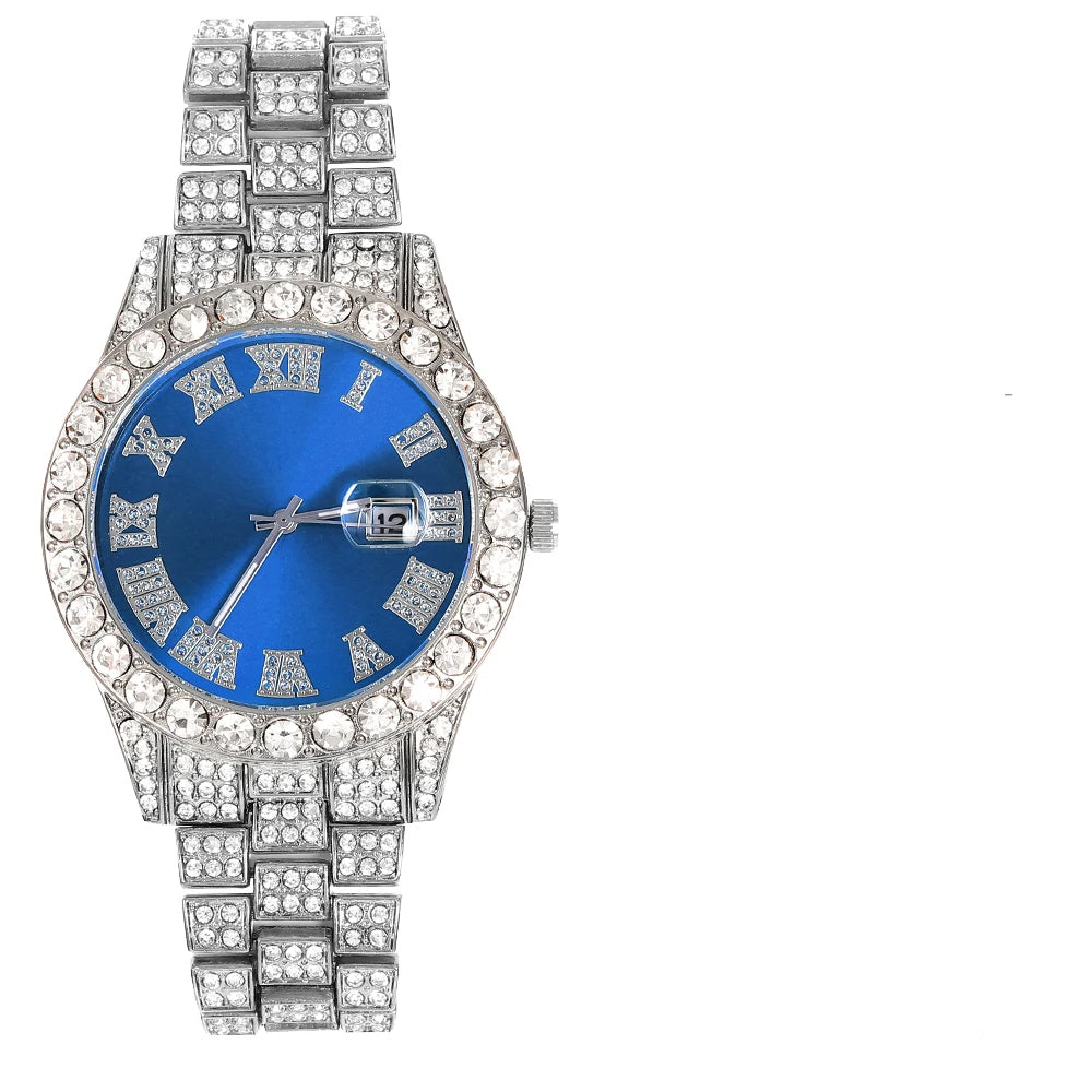 Ensemble chaîne à maillons cubains de 16 mm, montre croisée et bracelet