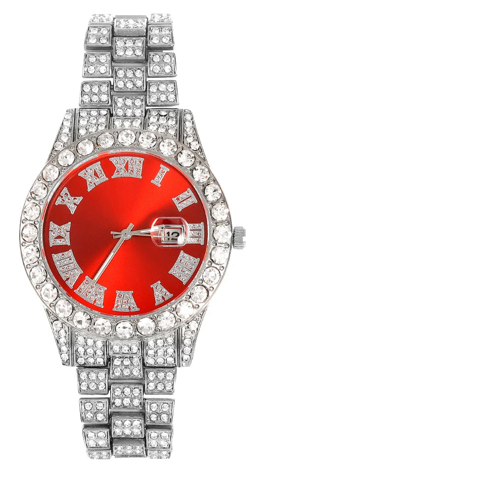 Ensemble chaîne à maillons cubains de 16 mm, montre croisée et bracelet