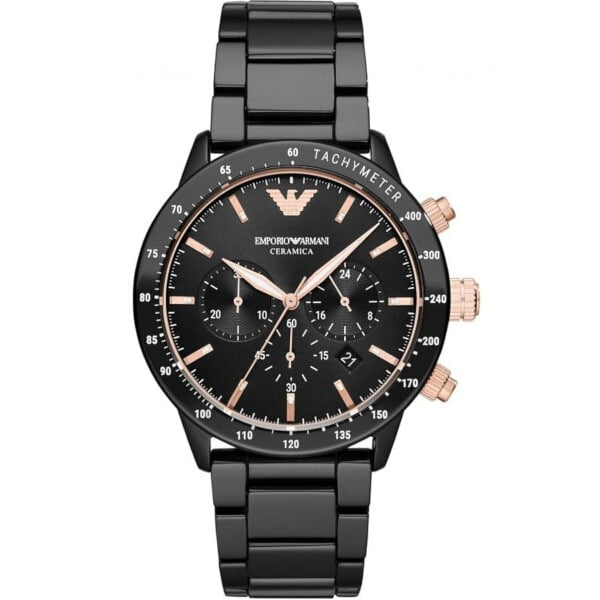 Emporio Armani AR70002 Zweifarbige Herrenuhr in Schwarz und Roségold