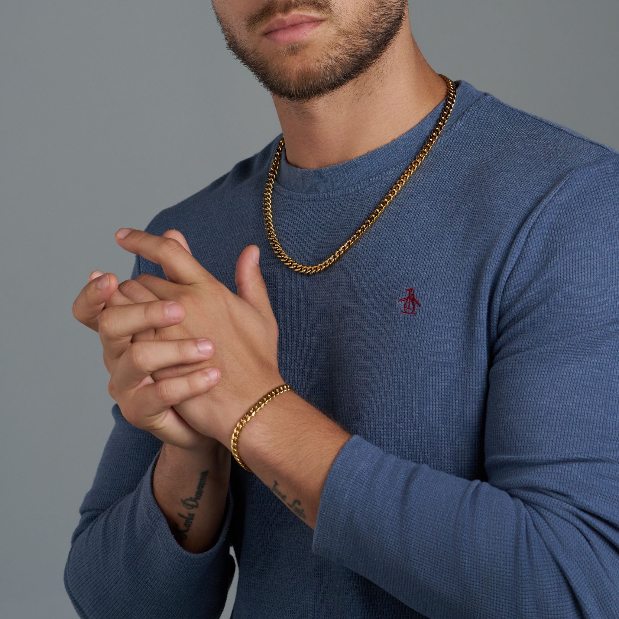 5mm Gold Cuban Link Chain + Bracelet Bundle