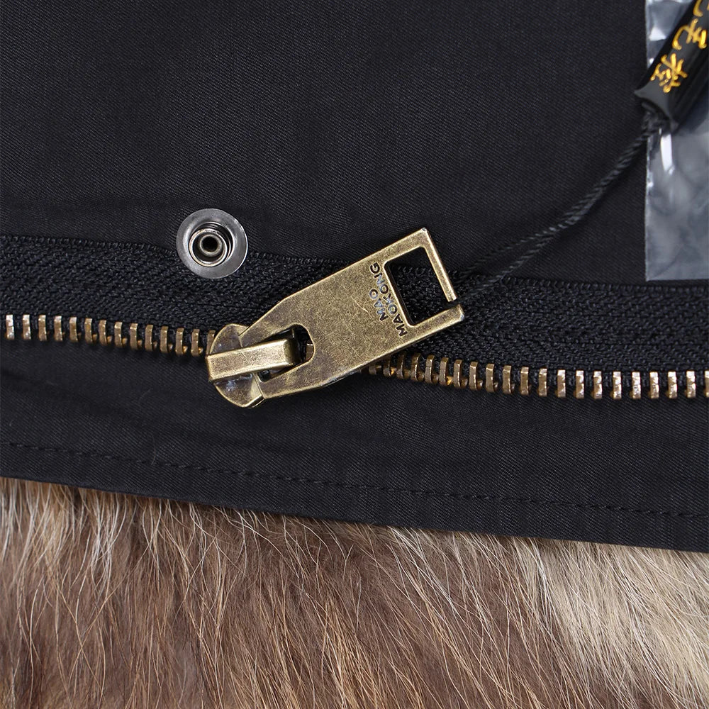 VVS Luxe Trendy Kapuzenjacke mit Premium Waschbärfellfutter