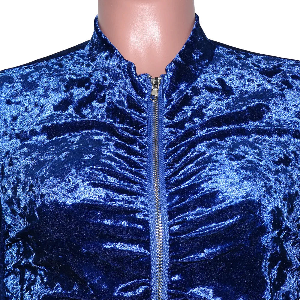 Trainingsanzug aus Samt mit gestapeltem Reißverschluss