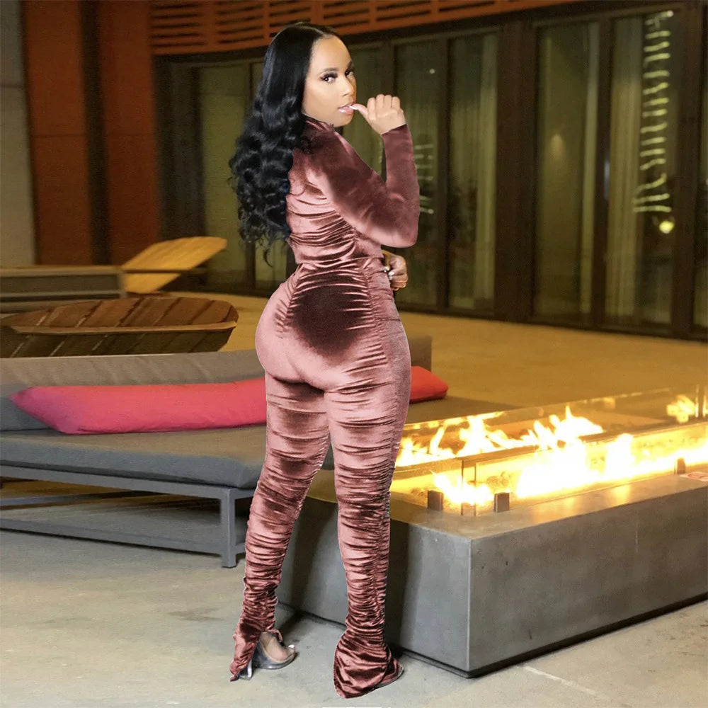 Trainingsanzug aus Samt mit gestapeltem Reißverschluss