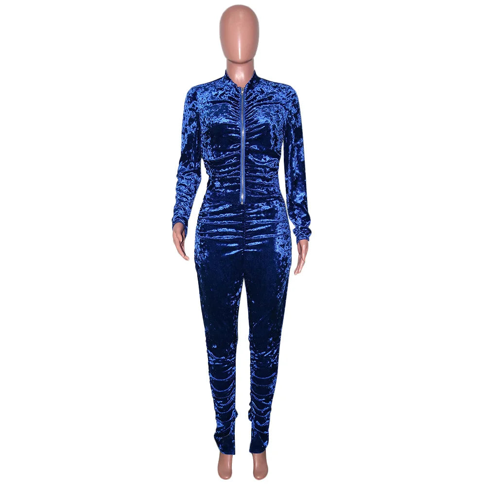 Trainingsanzug aus Samt mit gestapeltem Reißverschluss