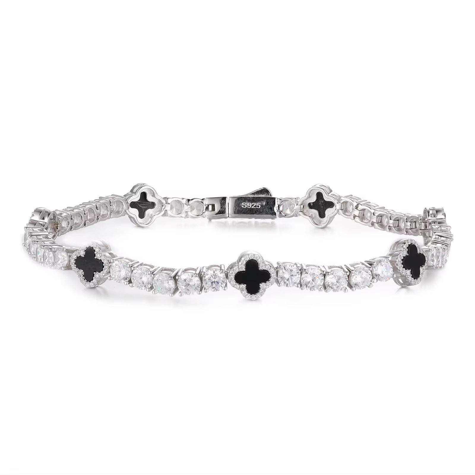 VVS-Schmuck 4-blättriges Kleeblatt Moissanit Diamant Tennisarmband