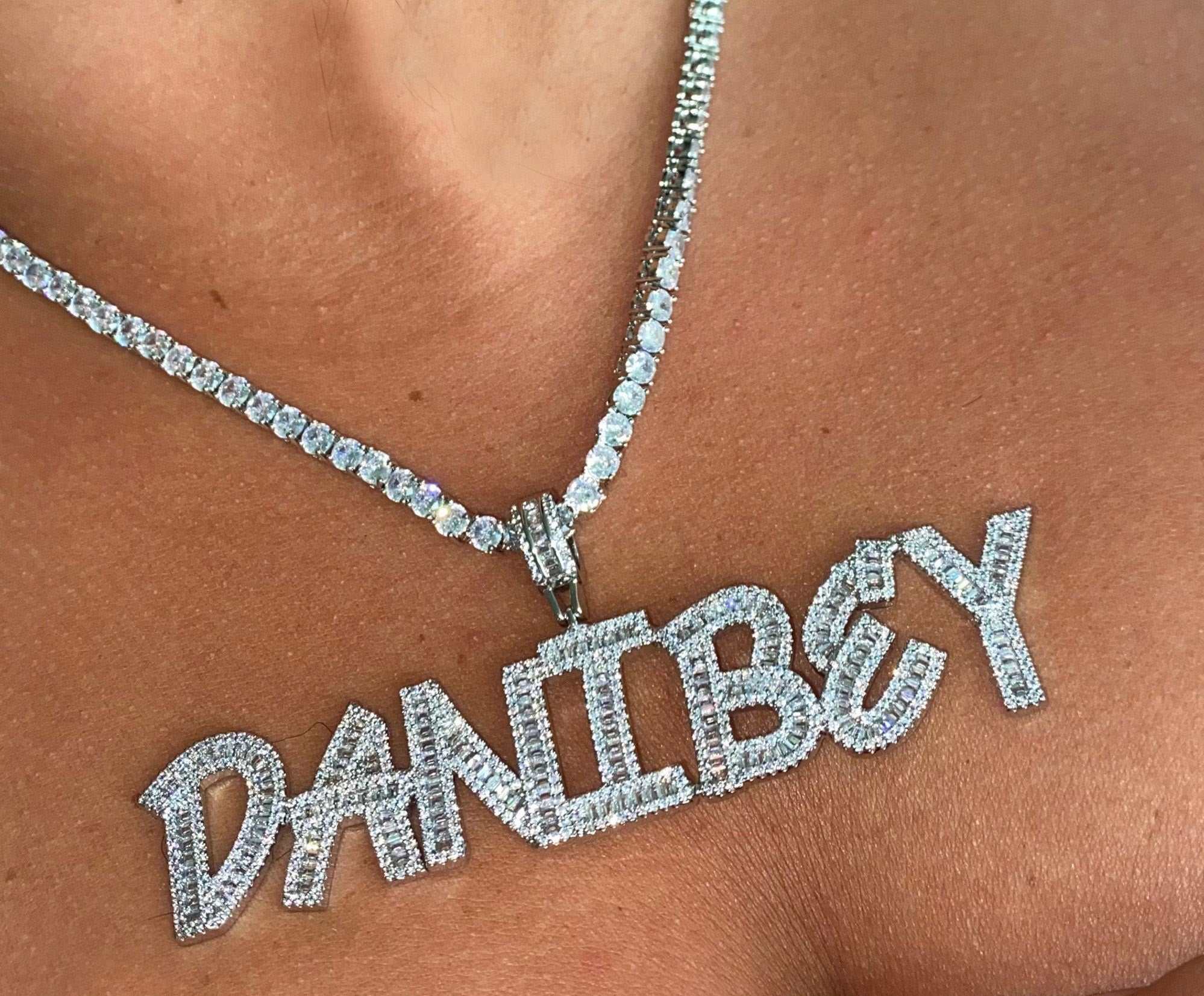 VVS Jewelry Baguette Custom Letter Anhänger Halskette