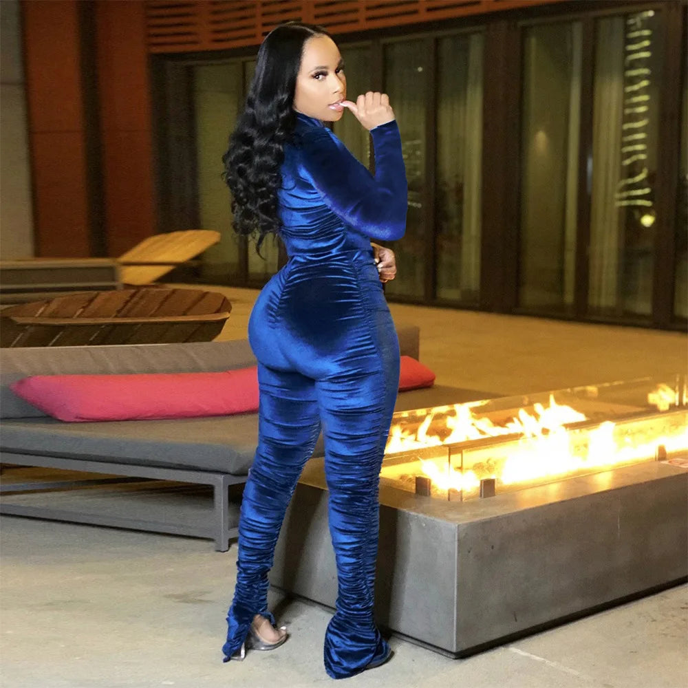 Trainingsanzug aus Samt mit gestapeltem Reißverschluss