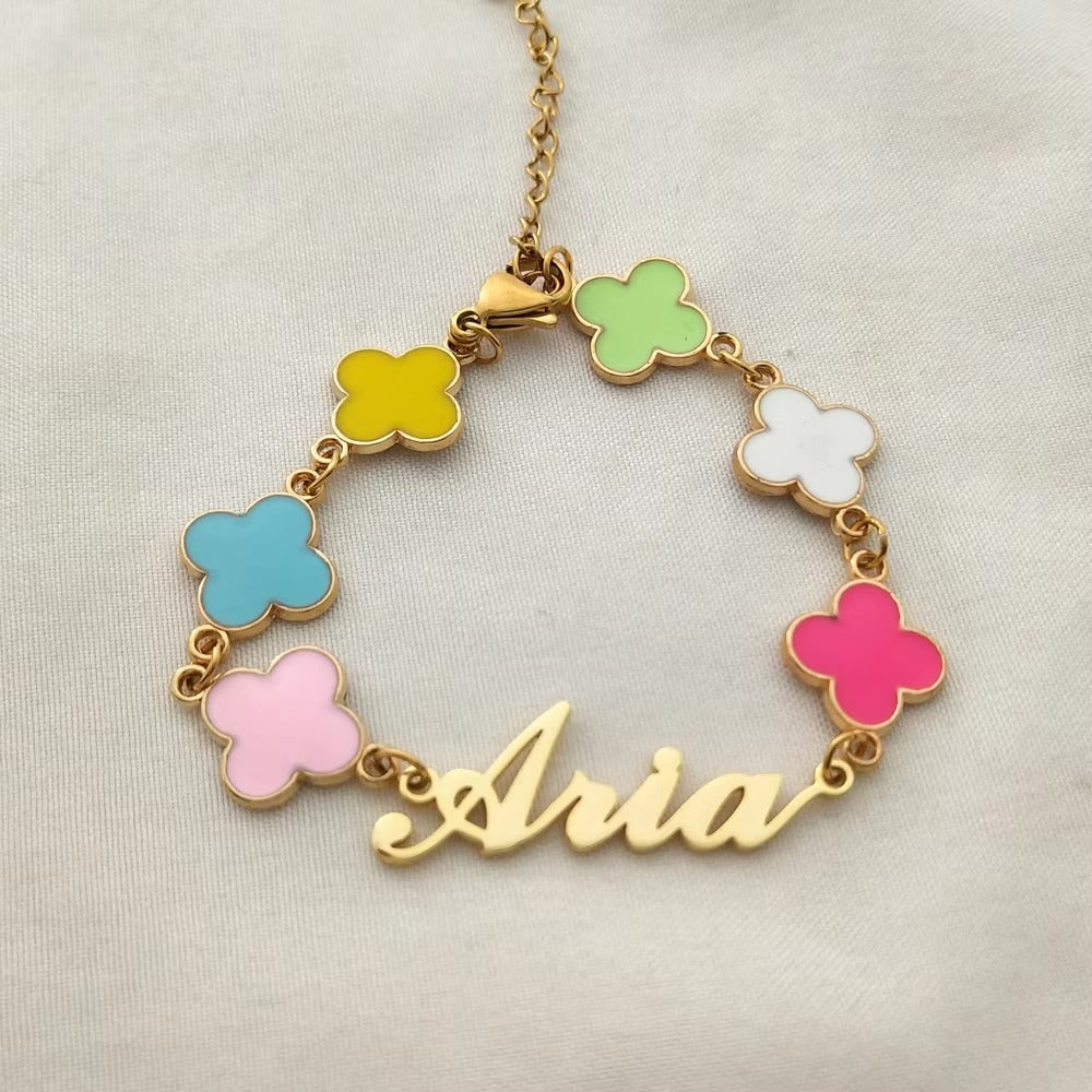 Custom Name Clover Bracelet