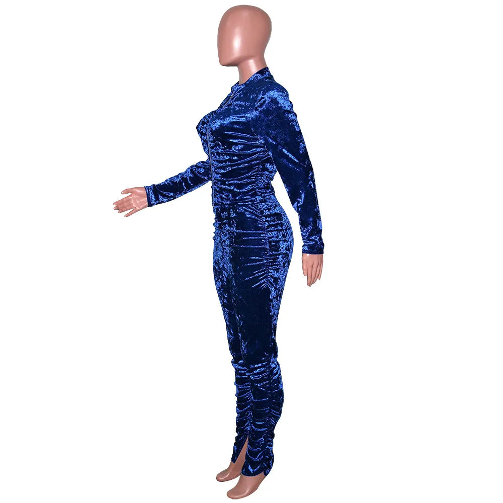 Trainingsanzug aus Samt mit gestapeltem Reißverschluss