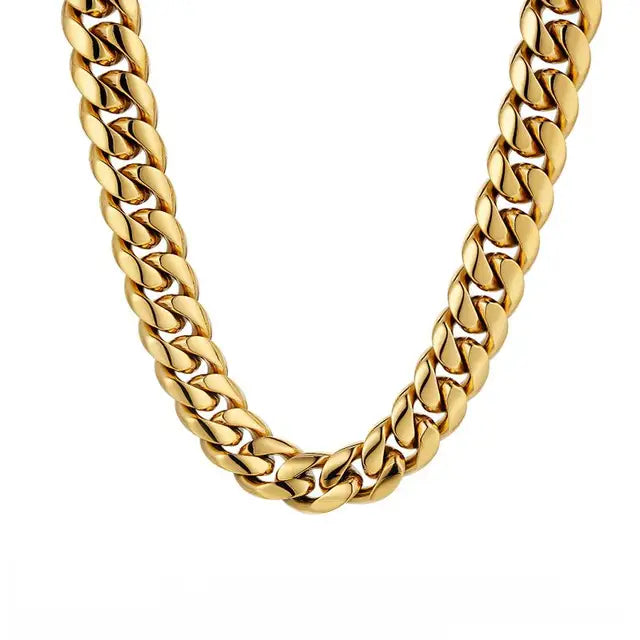 Goldene 12 mm Miami Kubanische Kette