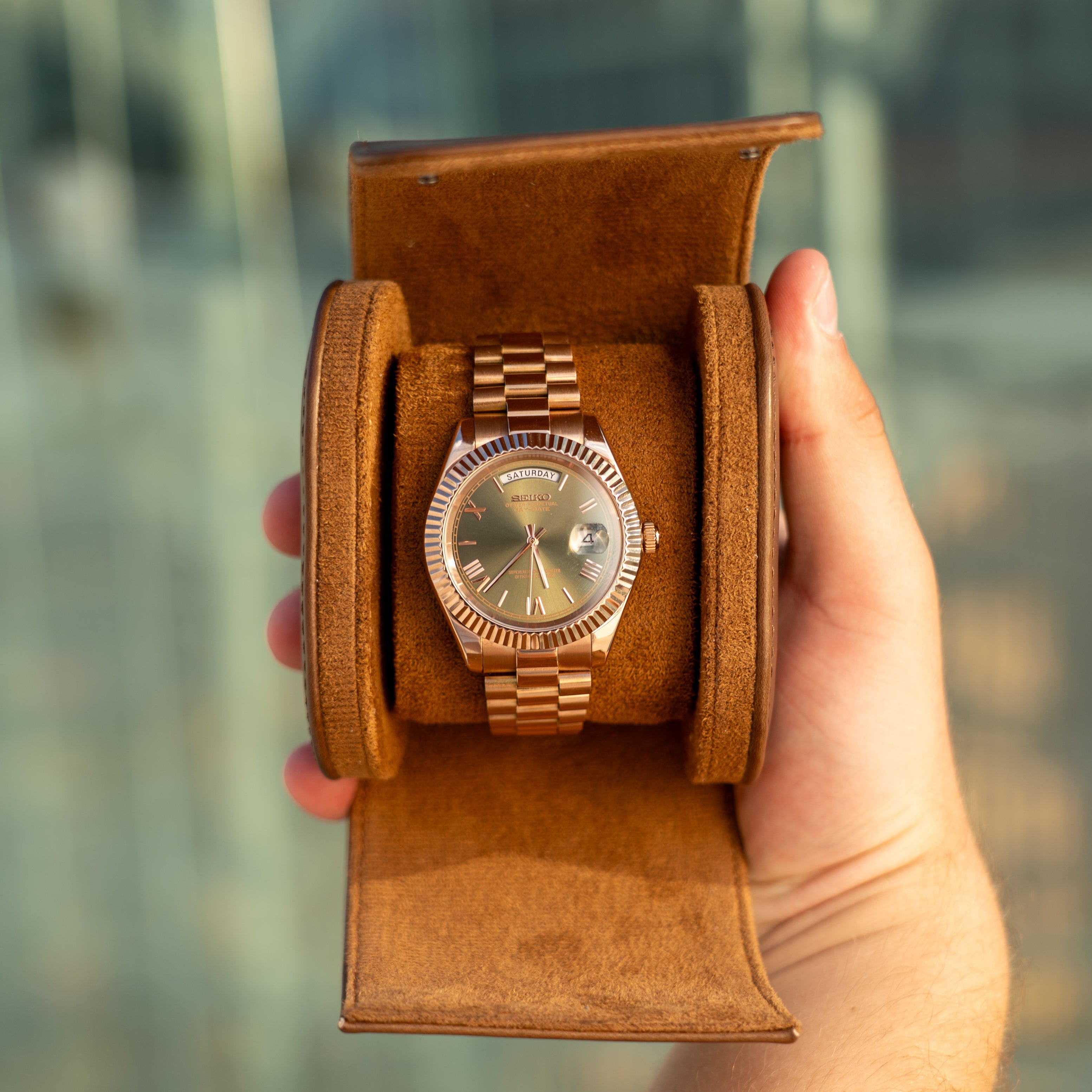 Seiko Mod Datejust – Rose Gold & Olive Green