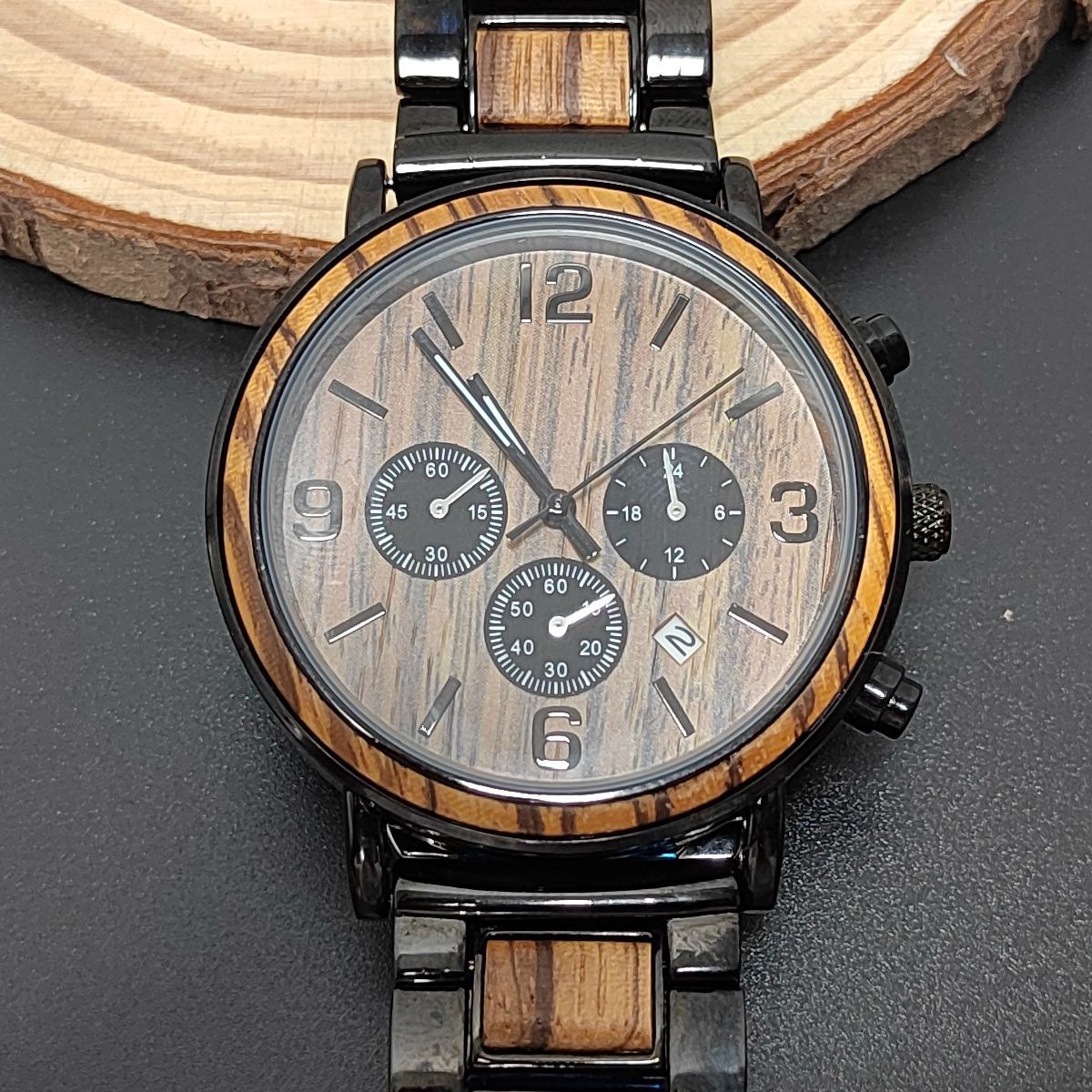 Montre homme Espresso étanche classique en grain de bois