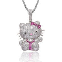 Hello Kitty Iced Out Anhänger Halskette Rapper Kette