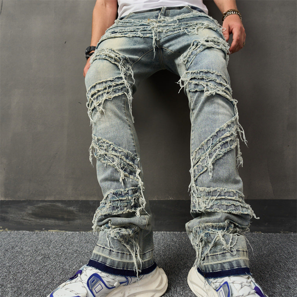 Distressed-Bikerjeans im Stacked-Look