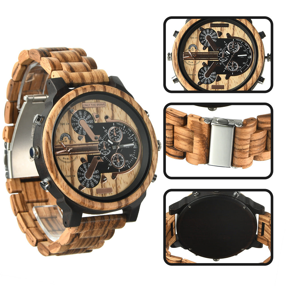 Montre VVS à grand cadran et grain de bois | Montre élégante et écologique