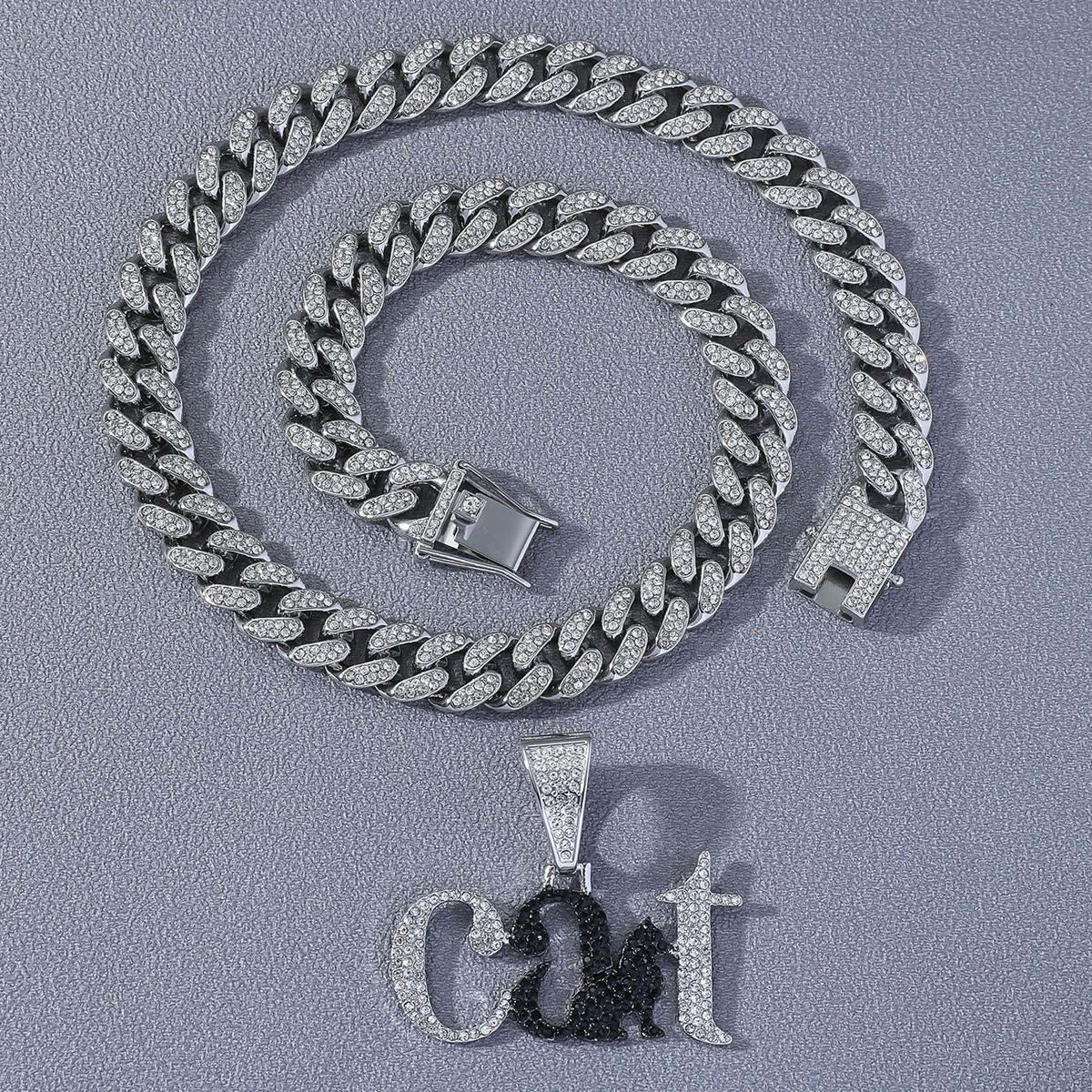 Pendentif Chat + Chaîne Cubaine