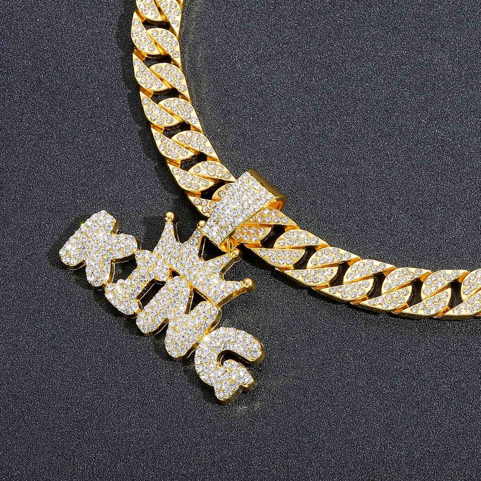 Gekrönter König Iced Out kubanische Anhänger Halskette