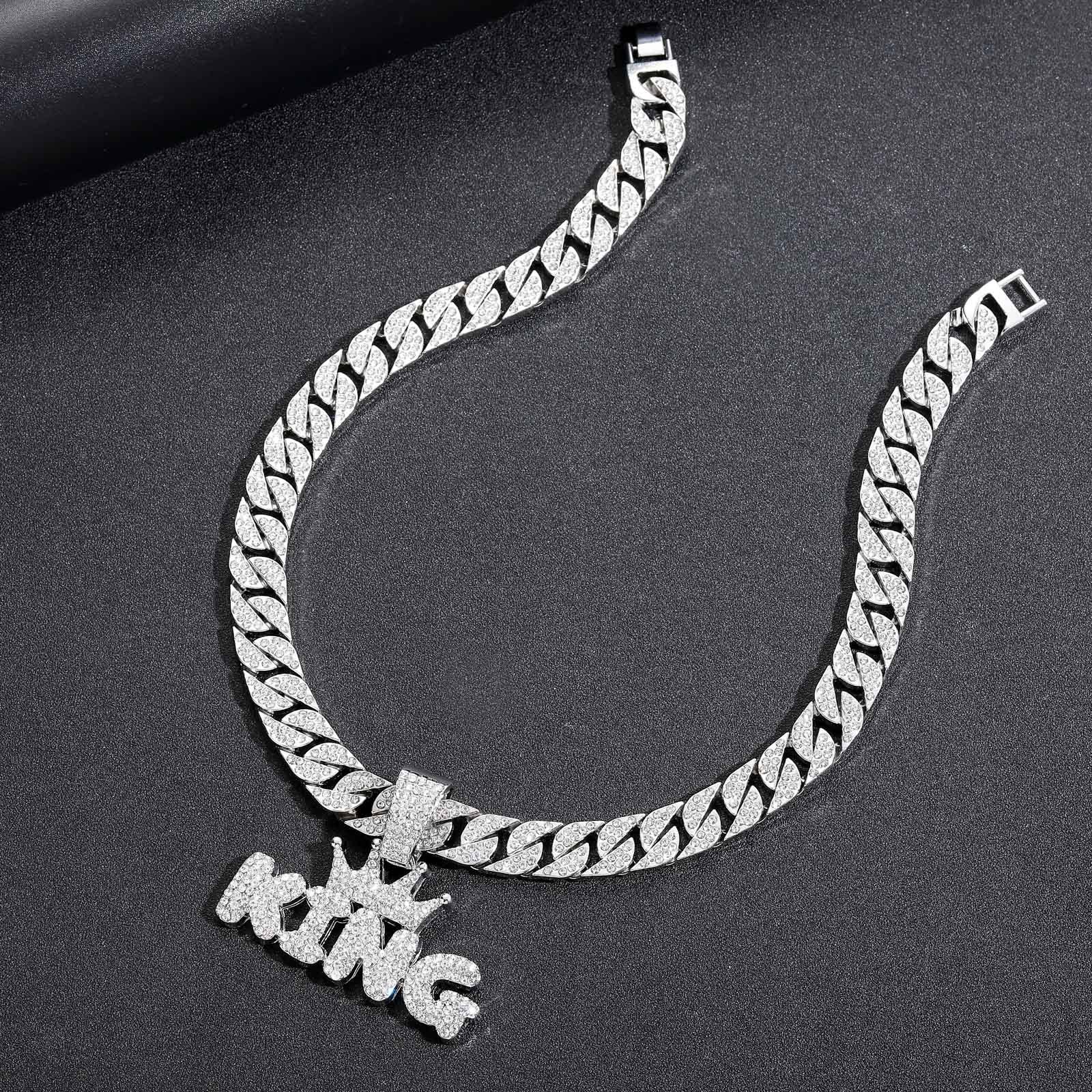 Gekrönter König Iced Out kubanische Anhänger Halskette