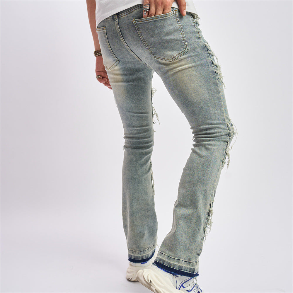 Distressed-Bikerjeans im Stacked-Look