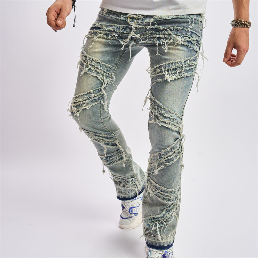 Distressed-Bikerjeans im Stacked-Look