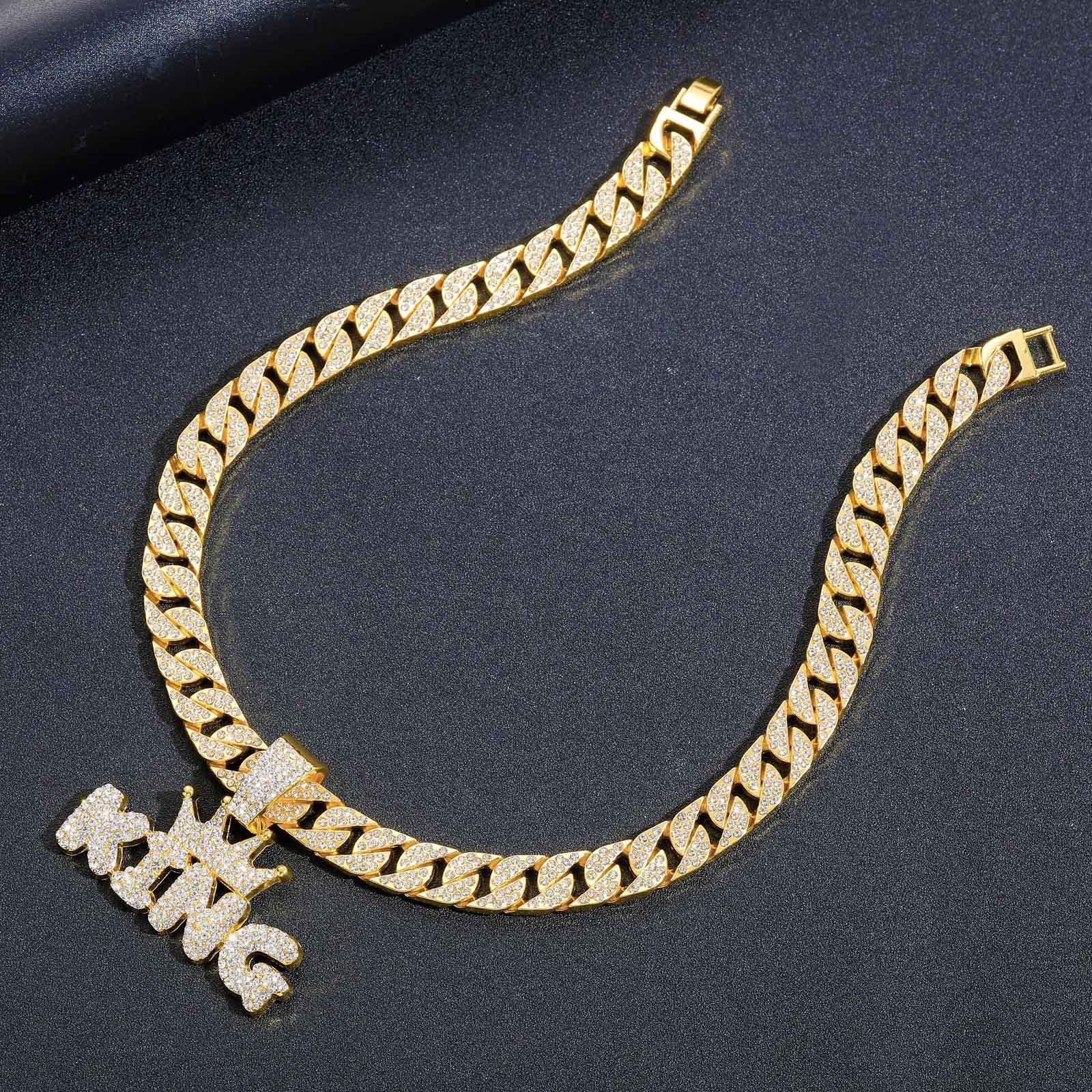 Gekrönter König Iced Out kubanische Anhänger Halskette