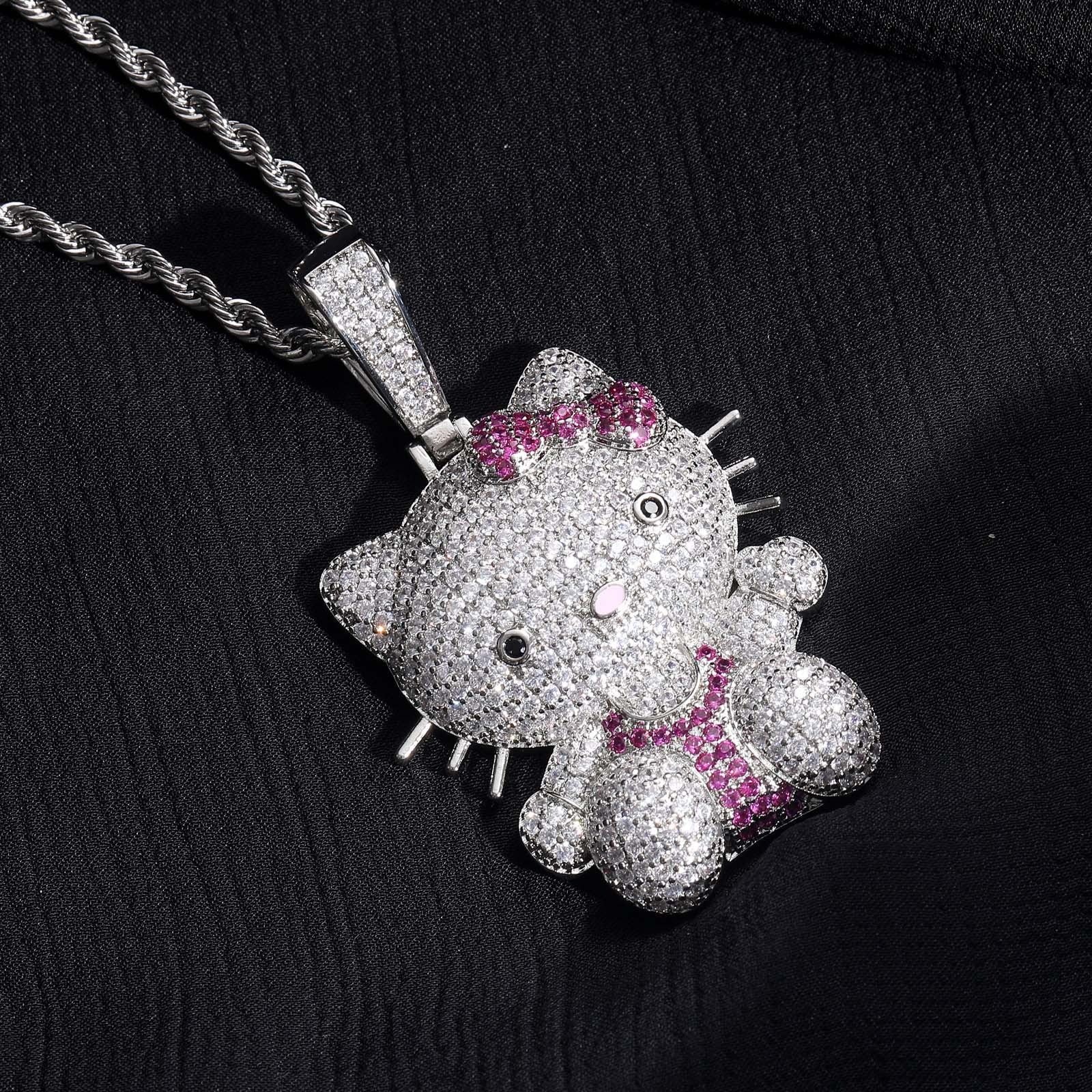 Hello Kitty Iced Out Anhänger Halskette Rapper Kette