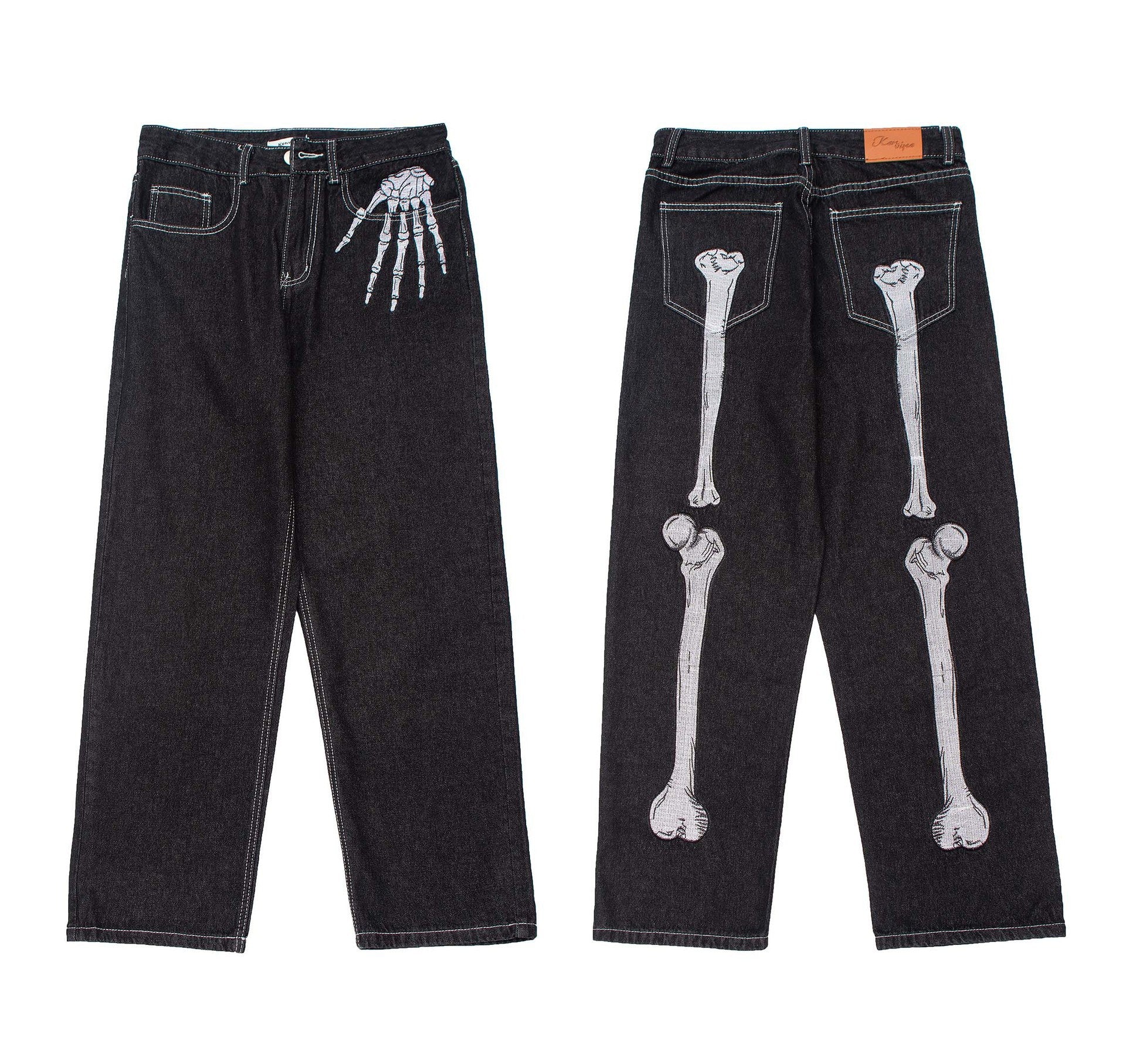 Jeans mit VVS-Totenkopf-Handprint