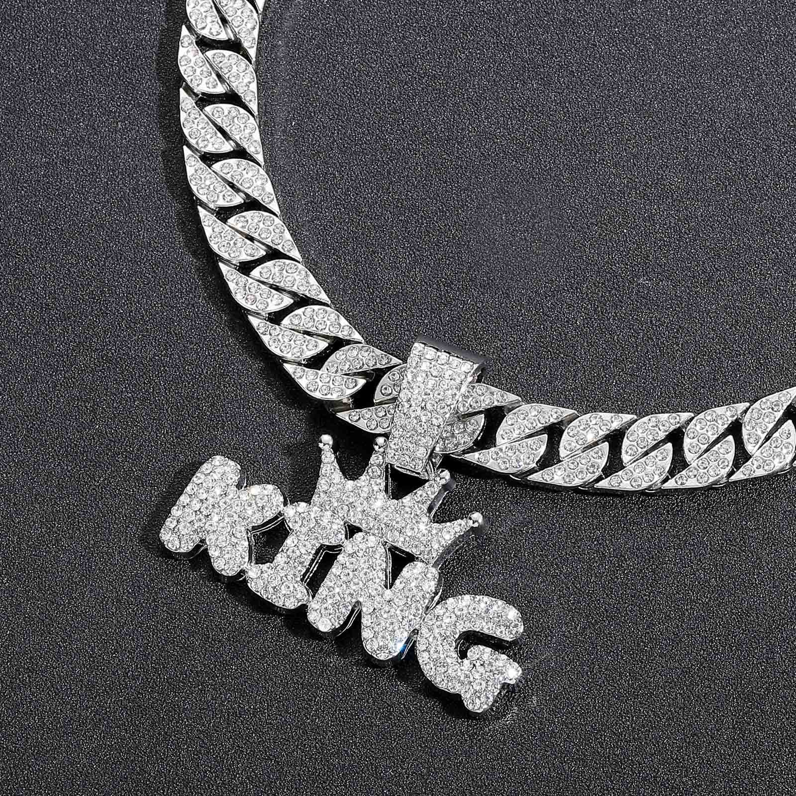 Gekrönter König Iced Out kubanische Anhänger Halskette