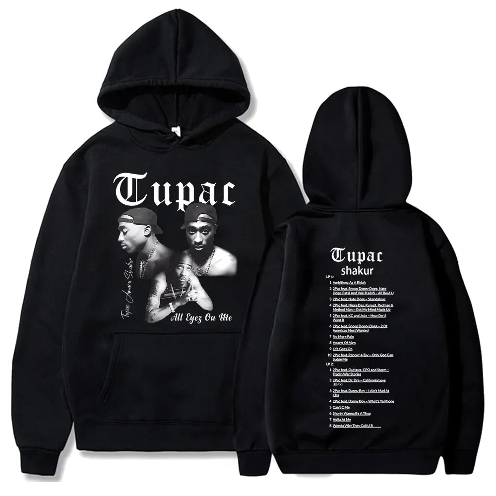 Übergroße Kapuzenpullover mit Tupac-Grafik aus den 90ern
