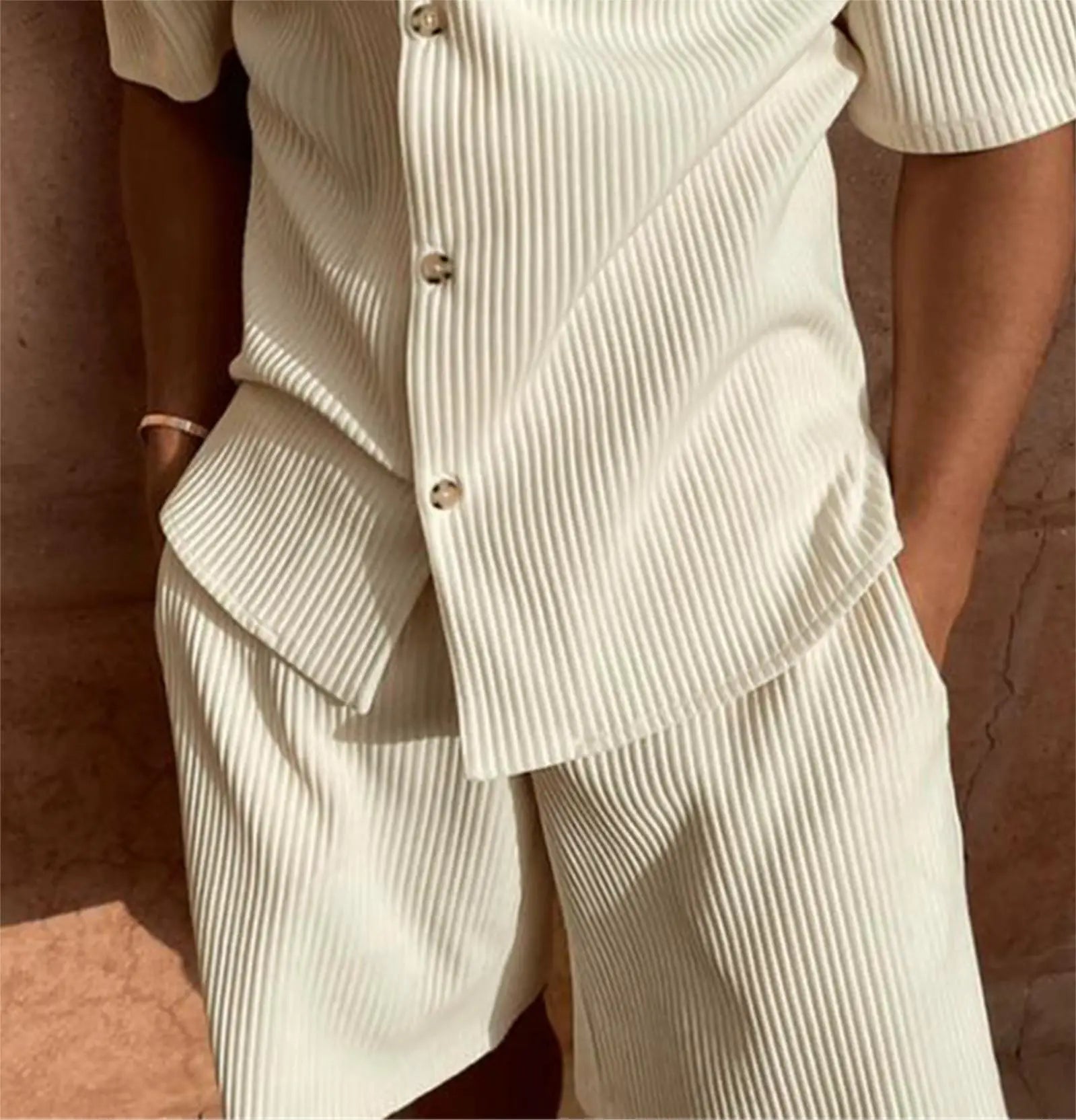 🔥 Herren Sommer Cord Set – Leichtes Hemd & Shorts für einen stylischen, entspannten Look